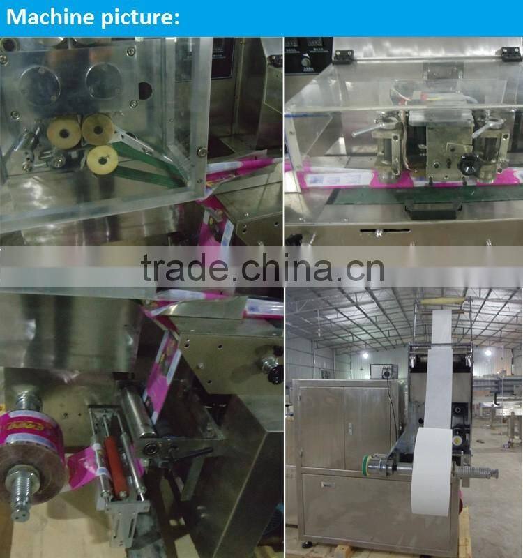 Automatic 230 bags/min back side seal single cleaning wet wipes packing machine for airline