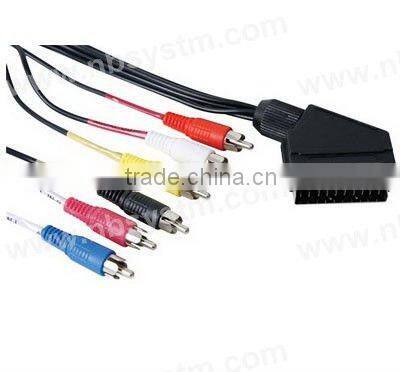 Scart plug male to 6x RCA plug male cable