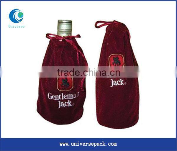 customized velvet wine pouch