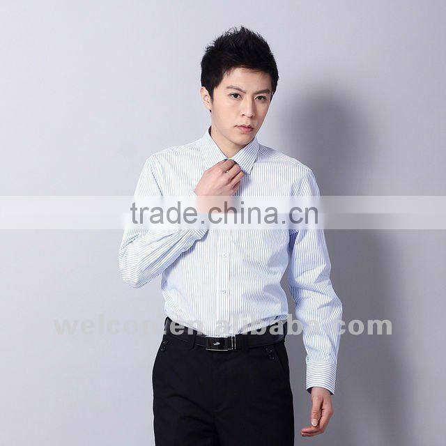 classic long sleeve 2012 latest brand design blue stripe slim fit 100% cotton business formal dress shirts for men