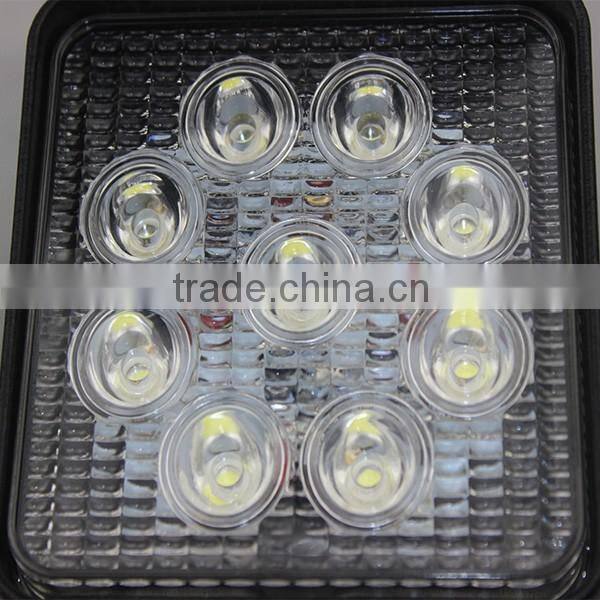 Excavator spare parts 9 LED Bulbs 27 Watts 12V 24V square front lamp