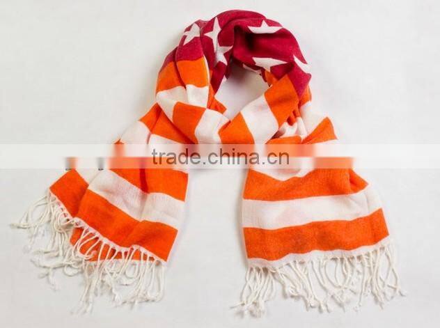 Orange & red matched star high quality wool scarves