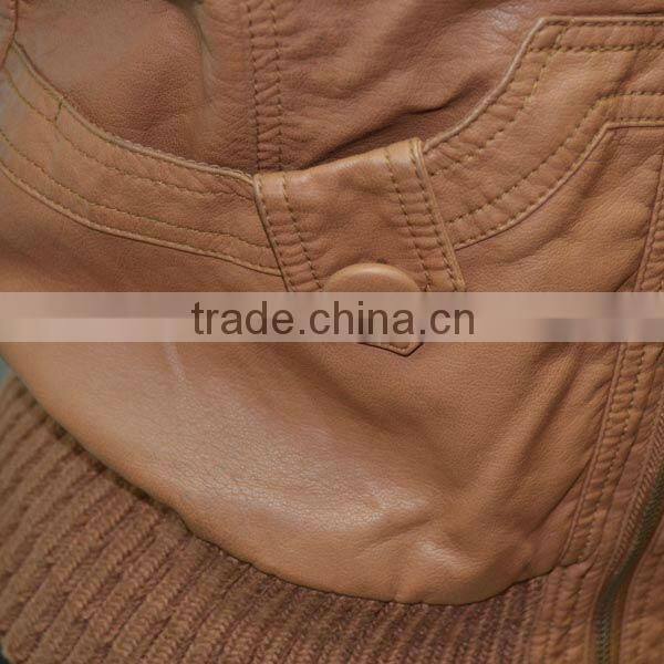2013 ladies PU jacket with zipper puller pu leather jacket supplier