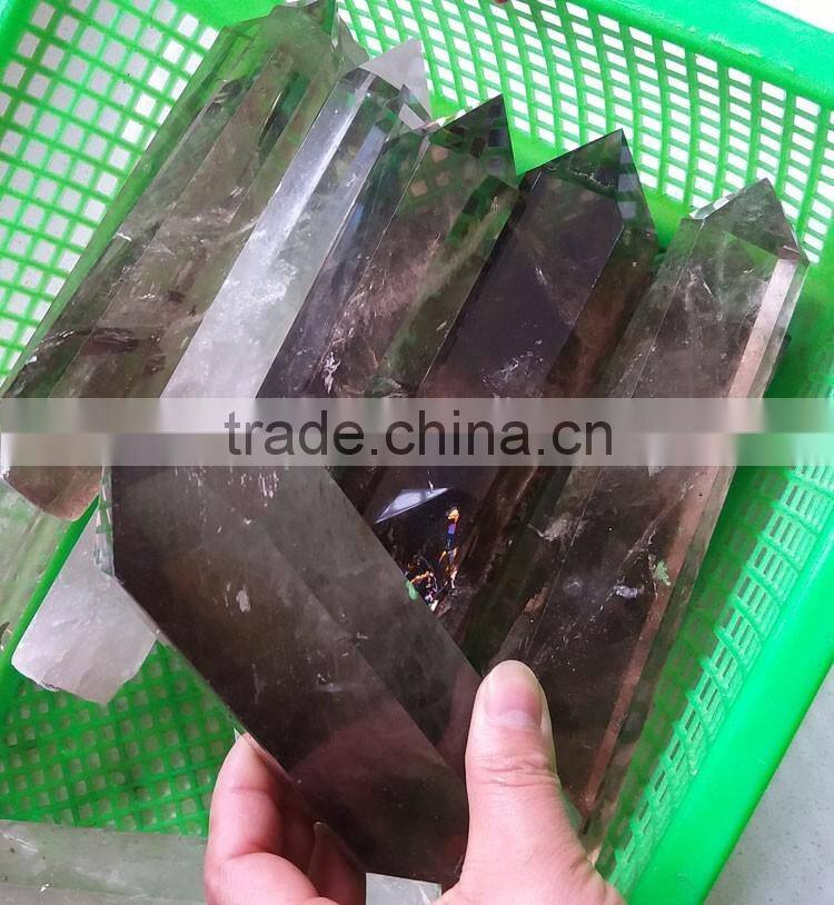 large natural rock smoky quartz crystal point