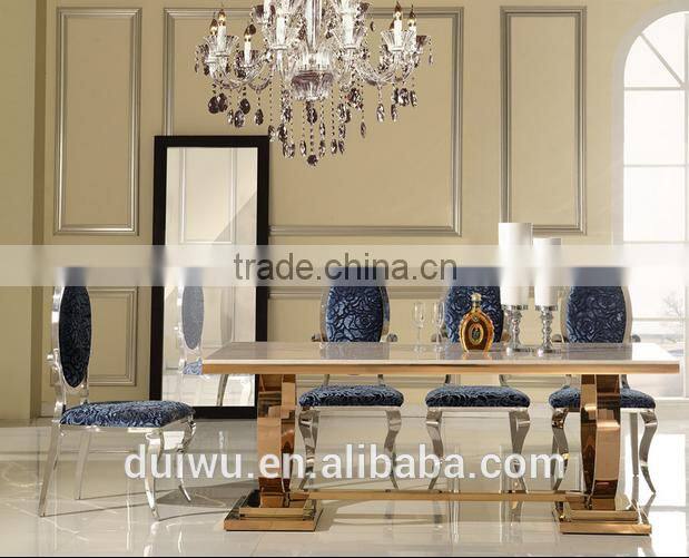 Foshan shunde hotel stainless steel marble round dining table