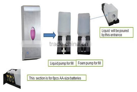 automatic liquid soap dispenser, sensor liquid wall mount soap dispenser, touchless stainless steel soap dispenser