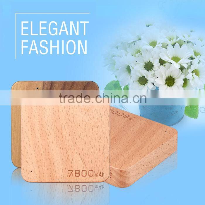 2015 Competitive mobile laptop charger power bank 7800mah wood power charger
