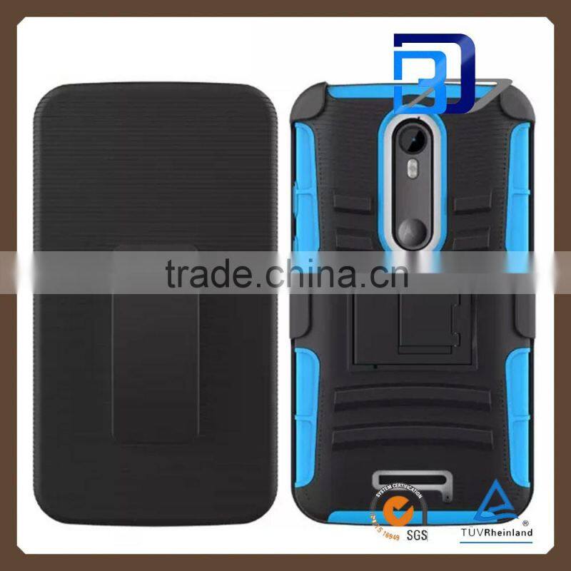 2015 New Modle Heavy duty shockproof armor case 3 in 1 combo belt case For Motorola X3 factory price
