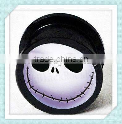 Fashion acrylic skull logo plugs/tunnels body jewelry/jewellery piercing