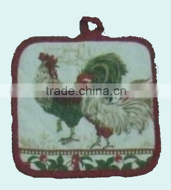 apron with adjustable tie rooster design glove single pot holder set