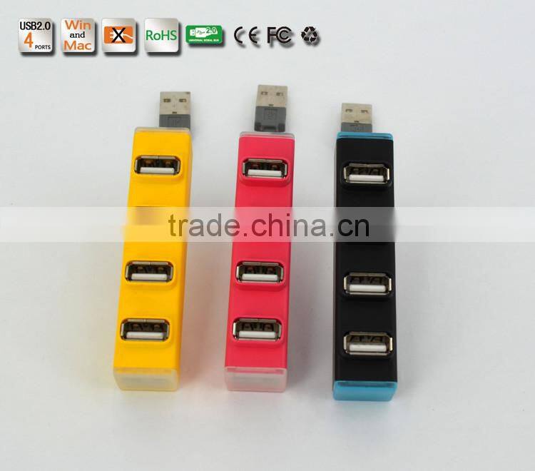 Hi-speed 4 port Mini Colorful usb 2.0 hub 480Mbps for Windows 95/98/2000/2003/ME/XP/Vista or Mac OS 8.1above