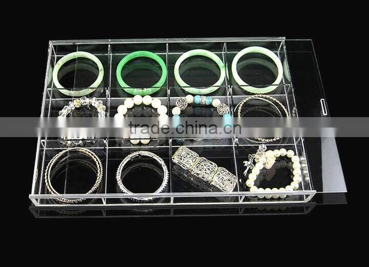 with grid acrylic jewelry storage box