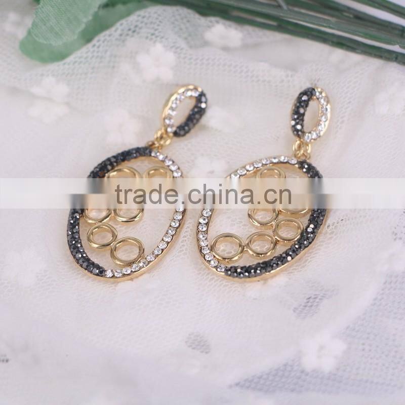 Crysal Paved Boho Style Earring, Latest Earring Design Fashion Gold Plated Earring Studs