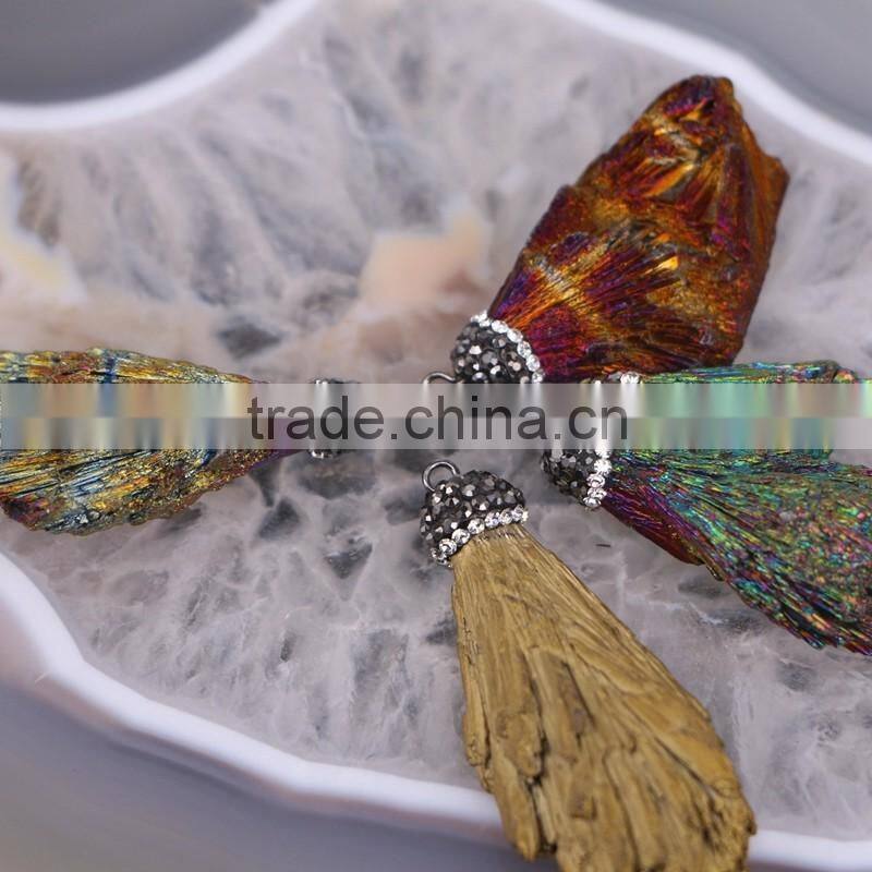 Titanium Quartz Stone Druzy Pendant, Pave Crystal Gem stone Pendant For Jewelry Making
