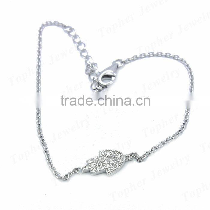 Wholesale 925 sterling silver hamsa charm bracelet