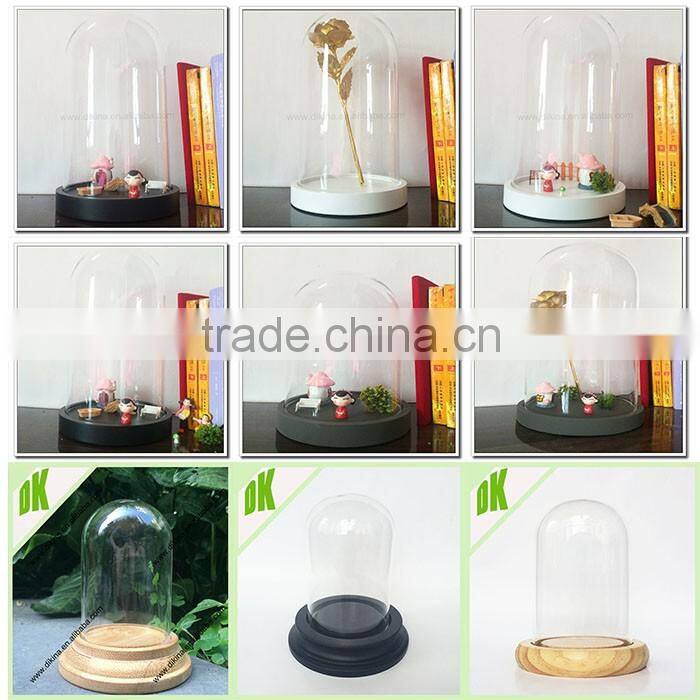>_<High borosilicate Custom dome jar with wooden tray, cupcake stand covers, Cloche Cheese base Decorative Glass Terrarium Cover