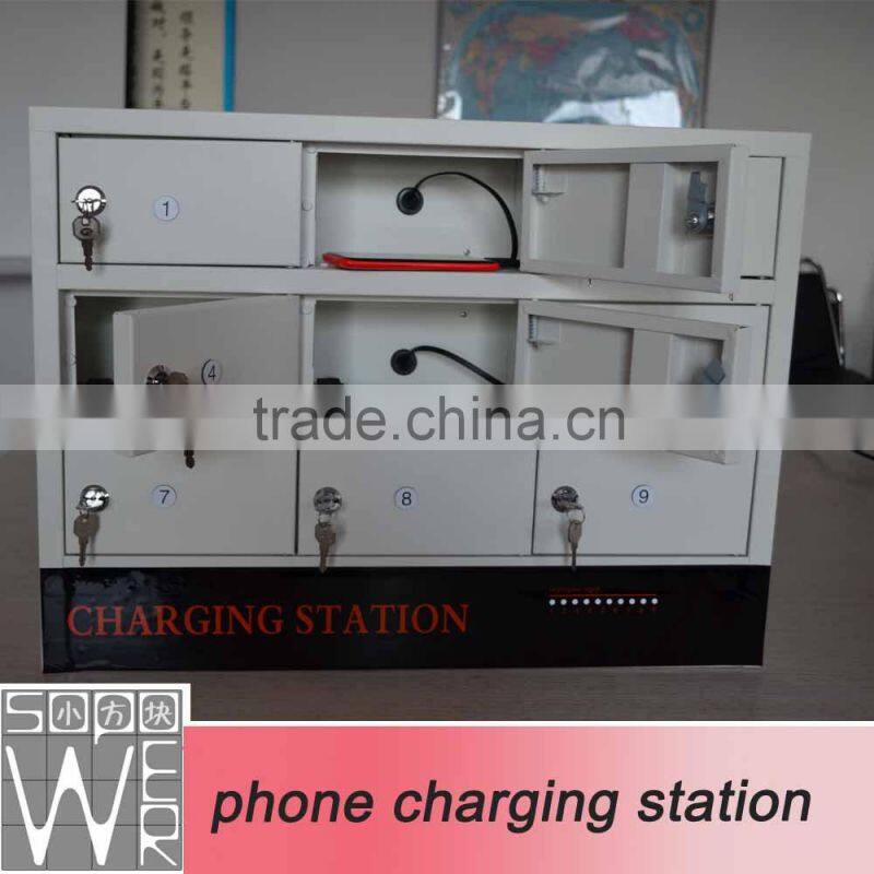 9 compartment steel locker charging cart