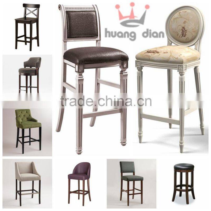 wooden struction fabric upholstery indoor furniture high bar chair with stainless footrest
