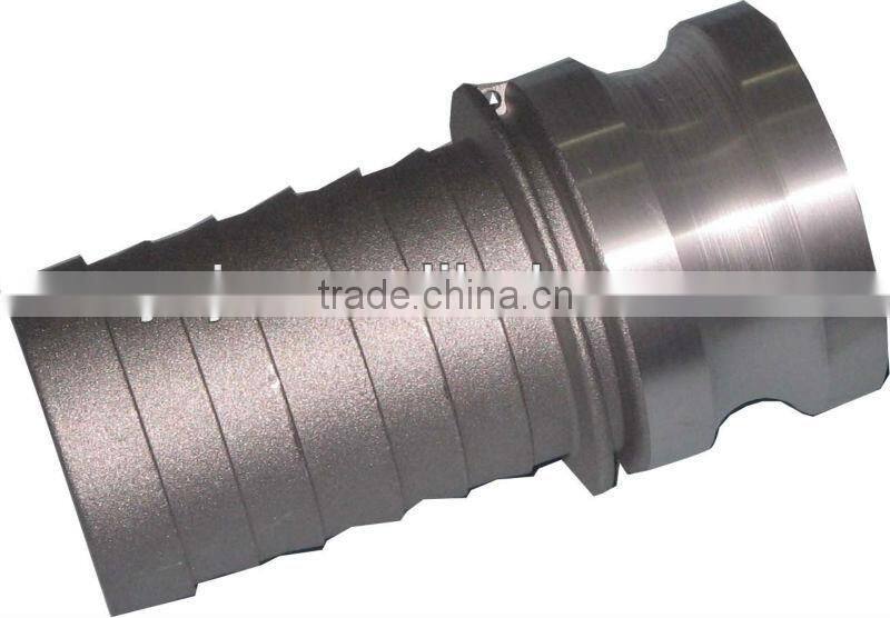 4" aluminum part "E", male camlock x hose shank