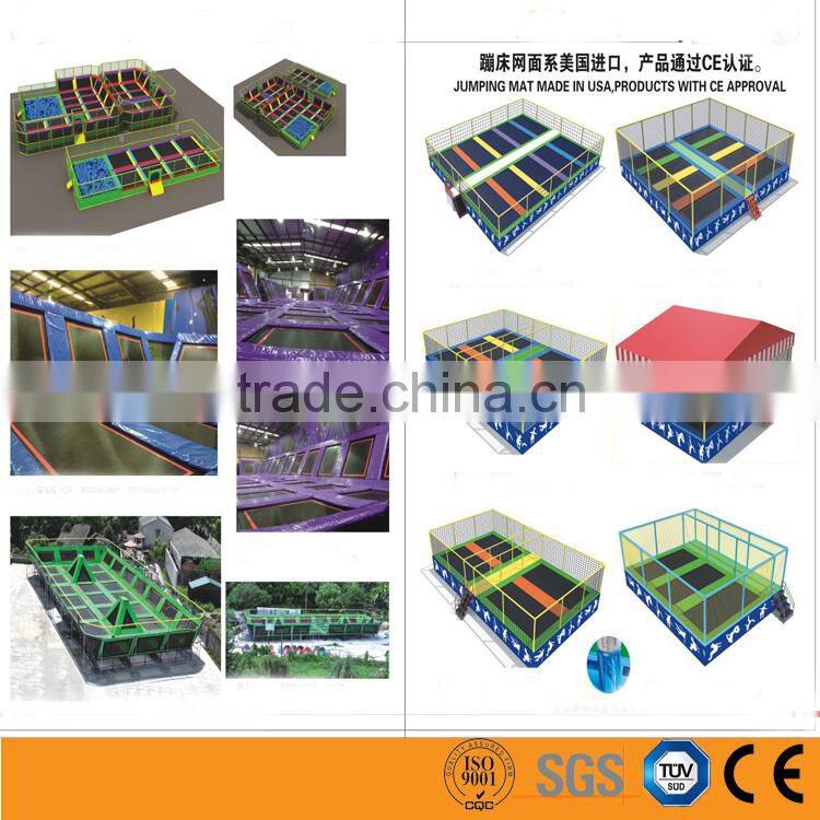 indoor small trampoline park with safety net game for kid