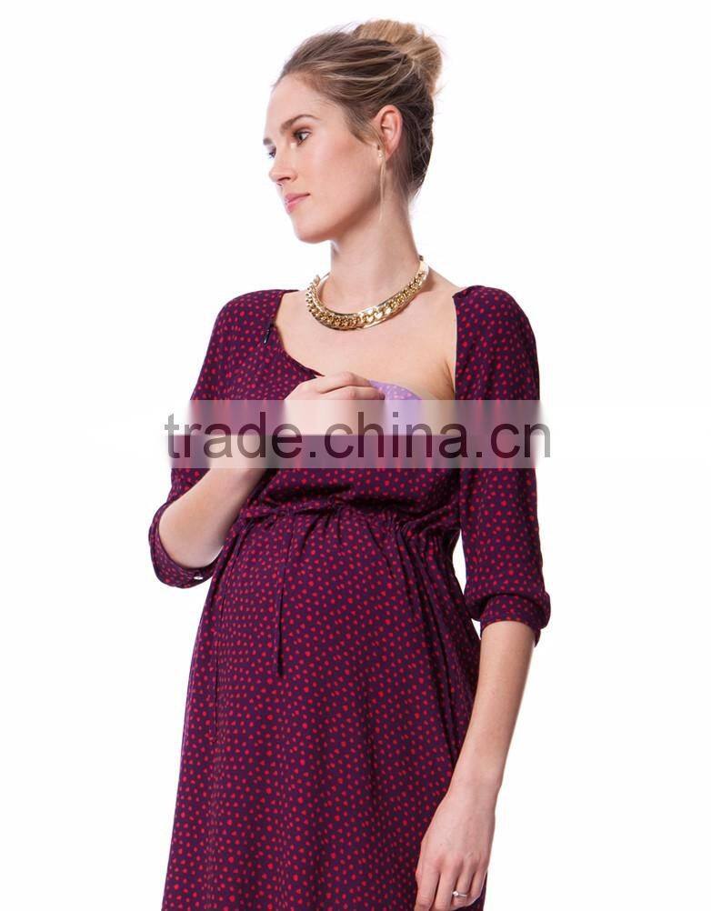 Textured Fabric Maternity Clothes Pregnant Women O-neck