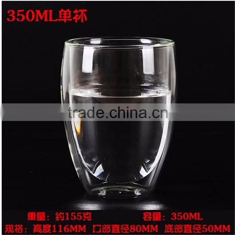 In stock! Hand-made Heat resistant Double wall borosilicate glass cup with lid wholesale