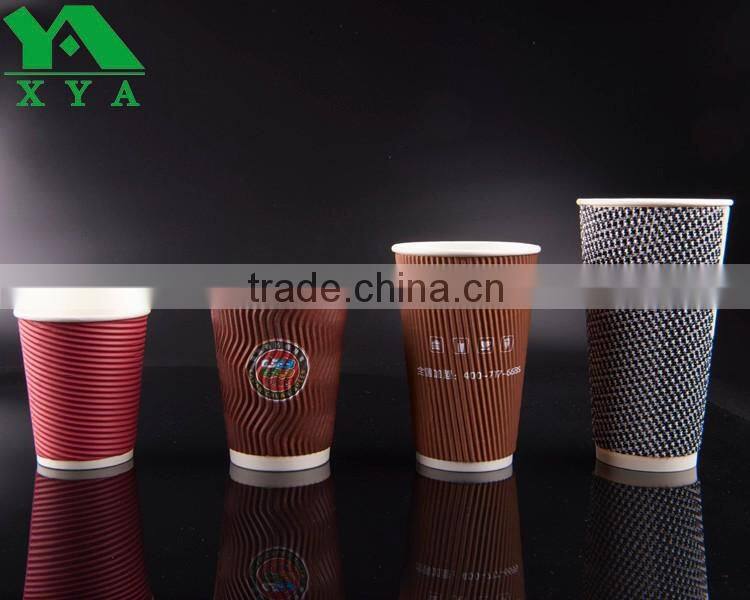 logo printing paper material triple wall type paper cups with lids