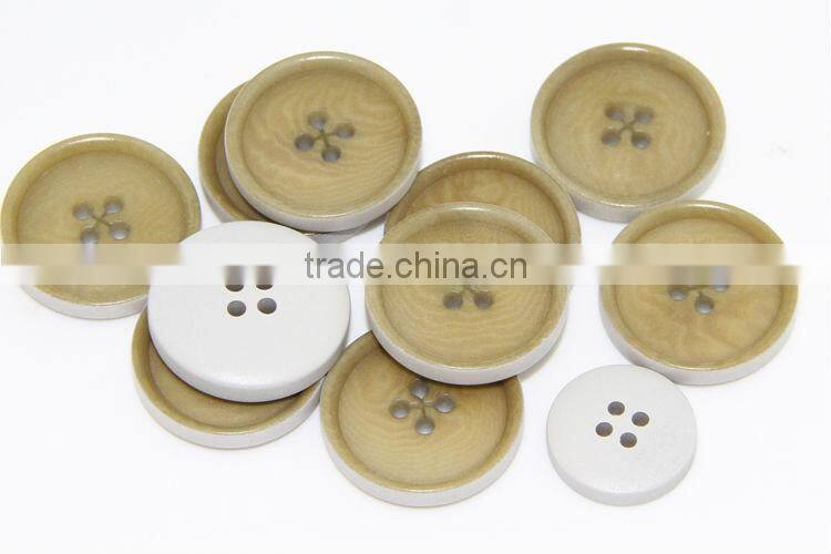 4 Holes Fancy DTM and Bottom, Side Painted Natural Corozo Nut Buttons