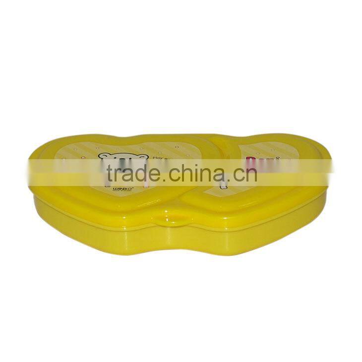 Double-heart Plastic Lunch Box with fork and spoon