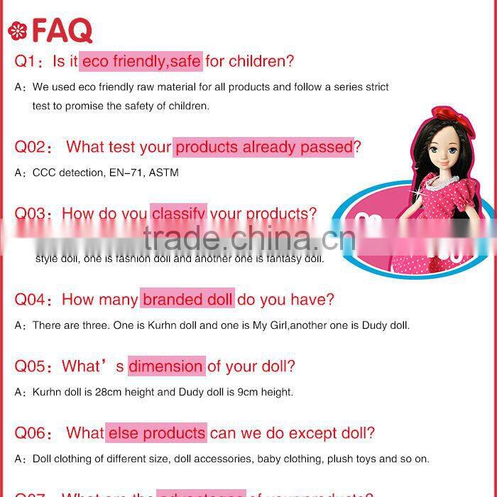 Plastic children fashion doll toy doll accessories