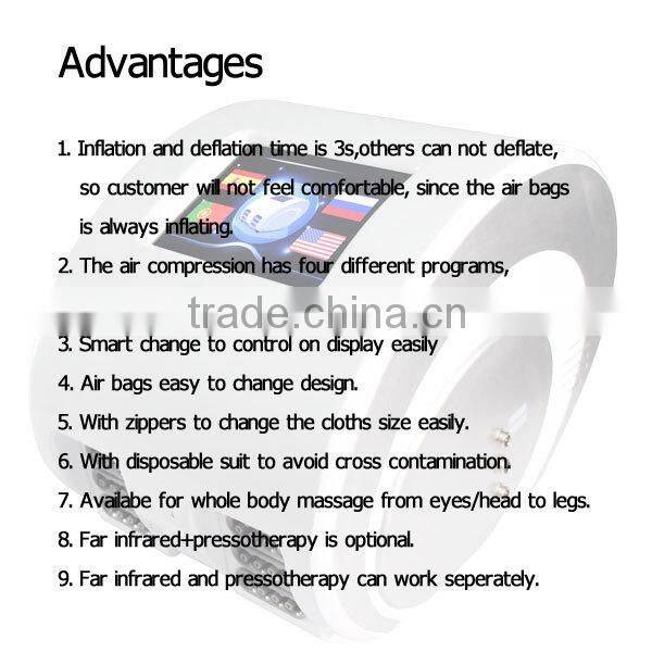 professional pressotherapy lymph drainage massage machine
