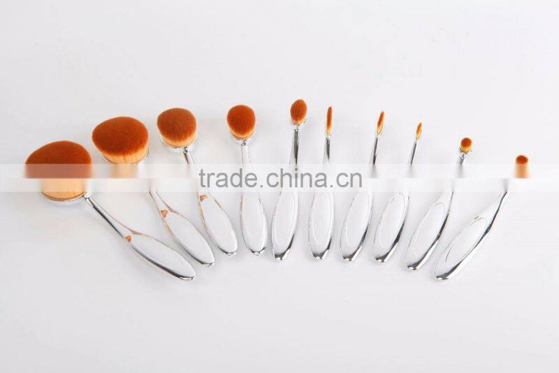 New High Quality 10pcs oval make up brush set, Oval foundation brush