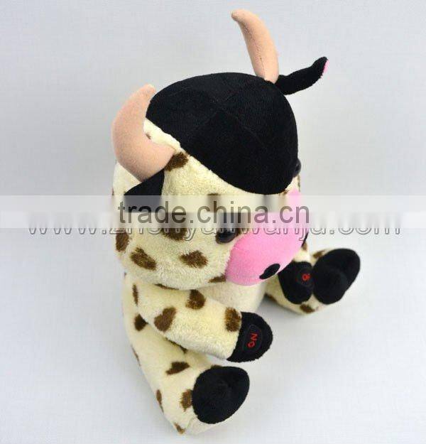 Stuffed white dairy cow&Educational toys&round mini plush cow