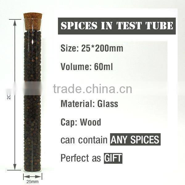 Premium Spice Rack With Wood Stand and Flat Bottom Test Tube