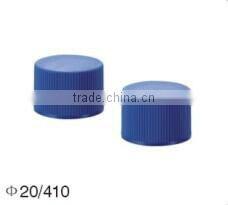 Blue plastic ribbed screw cap 20/410 bottle cosmetic cap