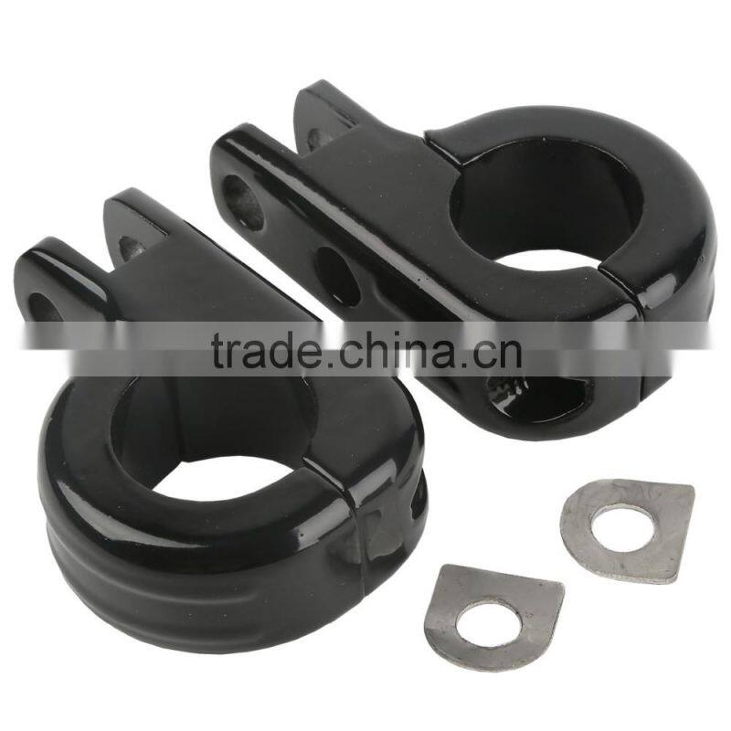 Black FootPeg Mounts for Harley 1 1/4" Engine Guard Highway Crash Bars