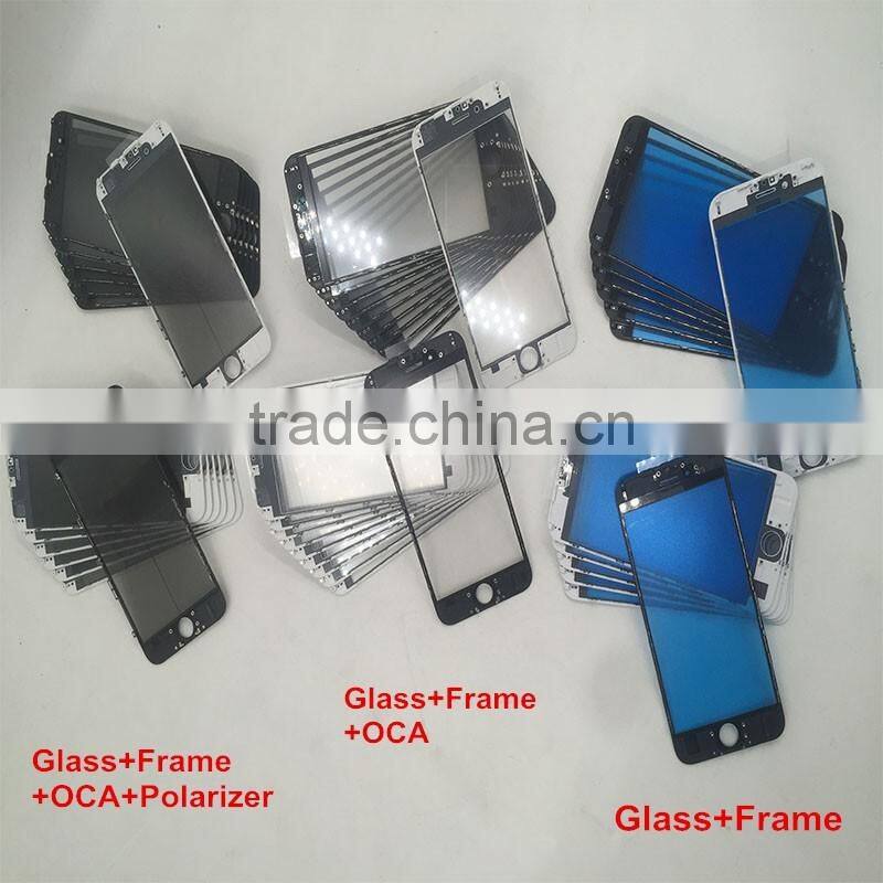 3 in 1 Front Glass Lens +Frame Bezel +oca Film for iphone 7g 7p 6sp 6p 6g 6s Glass with frame with oca film Cold Glue