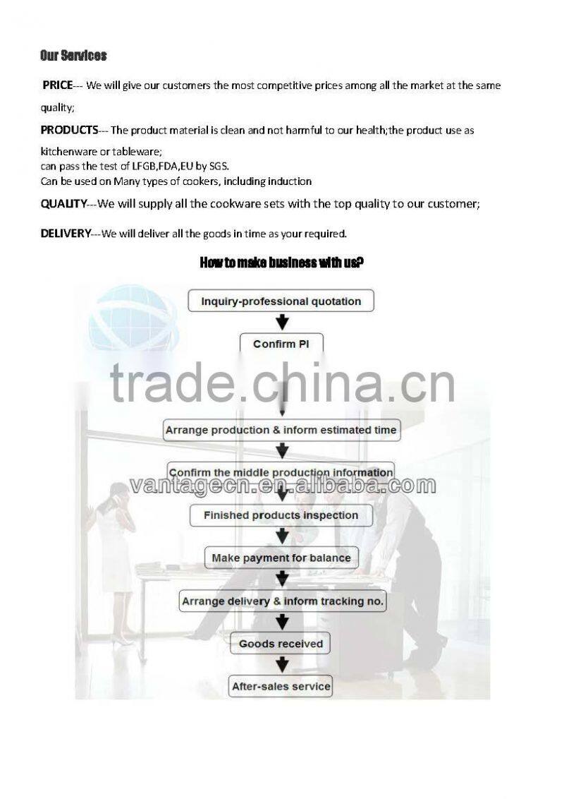 Alibaba china elegant pcs cookware set factory / cooking pot manufacture / stainless steel hot pot