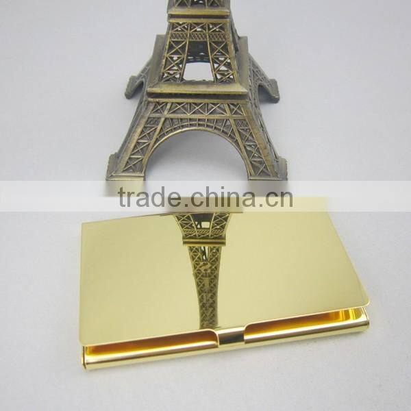 Gold plated stainless steel mirror name card box for gift, platinum business card holder