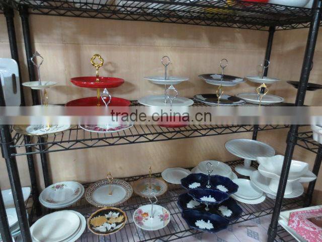 Stocklot rectangular shape yellow line glaze ceramic bakeware with handles