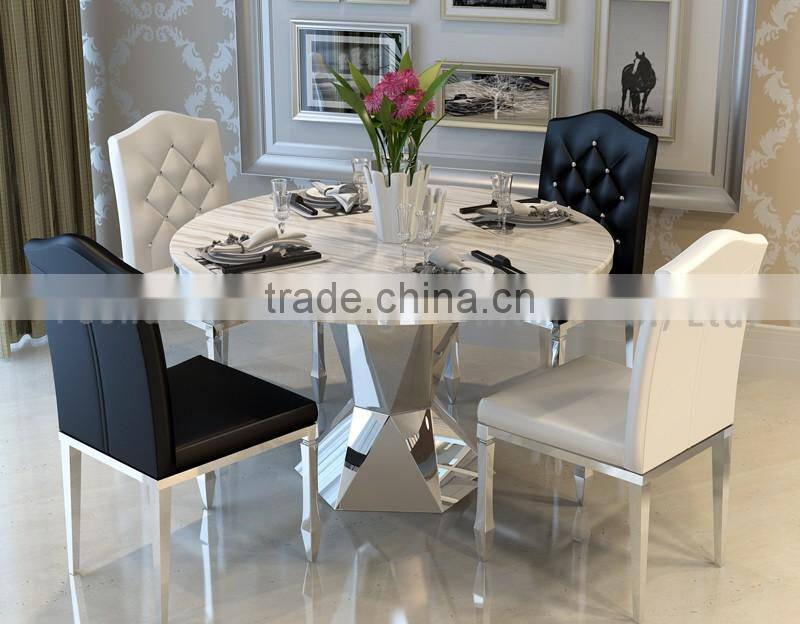 luxury granite top 48 inch round dining table with stainless steel
