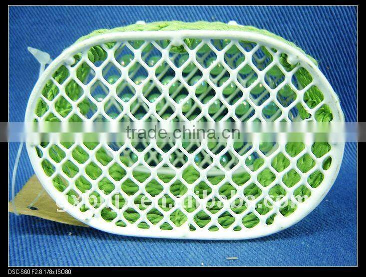 Green pearl & paper rope wire colorful storage boxes with lid