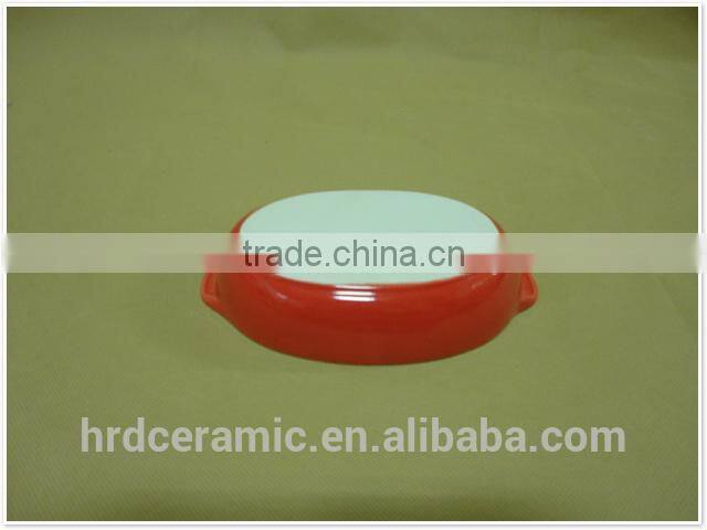 new with handles porcelain round ceramic cake bakeware