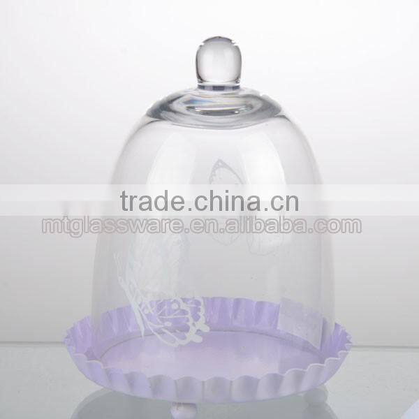 top grade high temperature resistance cake dome set glass cover with glass pedestal