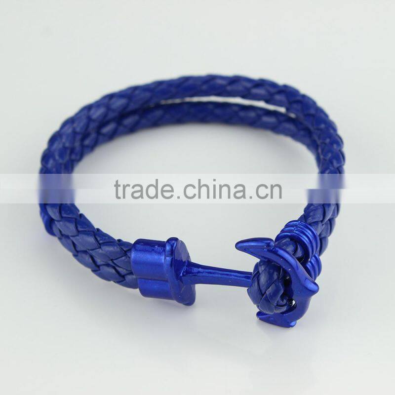 Wholesale Handmade Leather Anchor Bracelet for Men