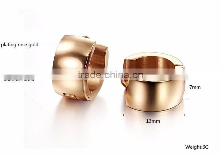 High polished plated ladies daily wear stainless steel earrings rose gold