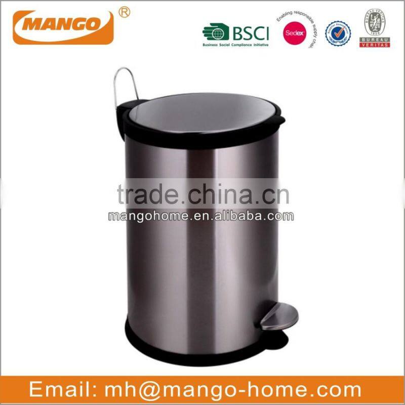 Good quality Stainless steel toilet padal waste bin with black inner bucket