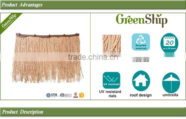 UV Protective & Waterproof Plastic Thatch Roof for Garden and Hotel Decoration
