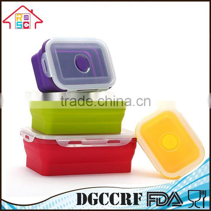 Silicone Foldable Lunch Box / Silicone Collapsible Lunch Box / Silicone Food Container