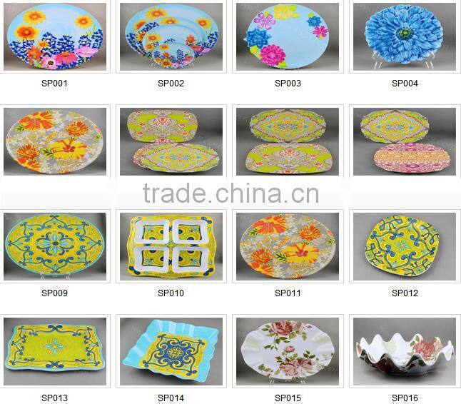 High Quality,Melamine Chinese Style Blue and White Design Square Plates